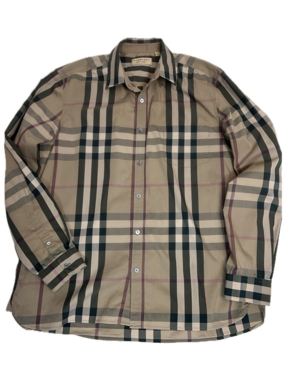 Burberry London England Nelson Nova Check Long Sleeve Button Down Shirt with COA